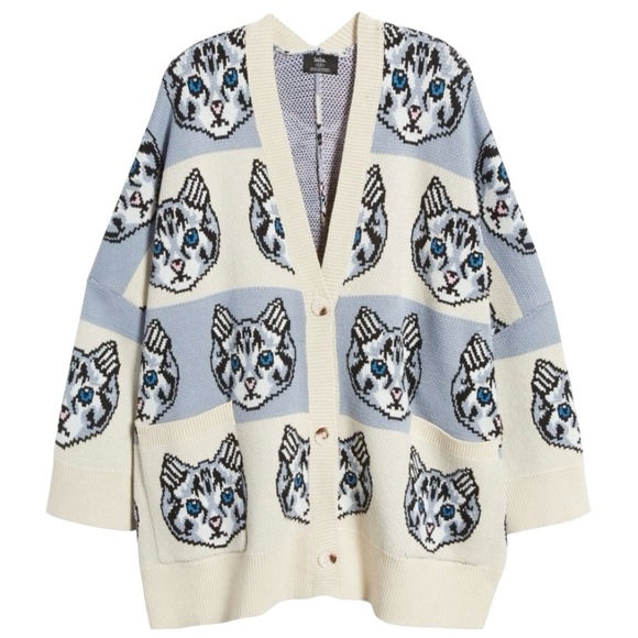Dressed in LALA Sweaters - Dressed in Lala Pretty Kitty Oversized Cardigan